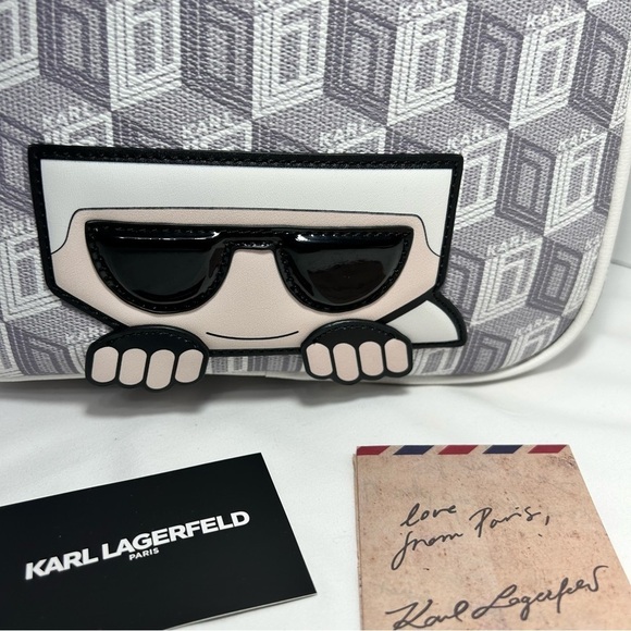 Karl Lagerfeld Paris White/Grey Adele Backpack Women’s - Picture 12 of 15